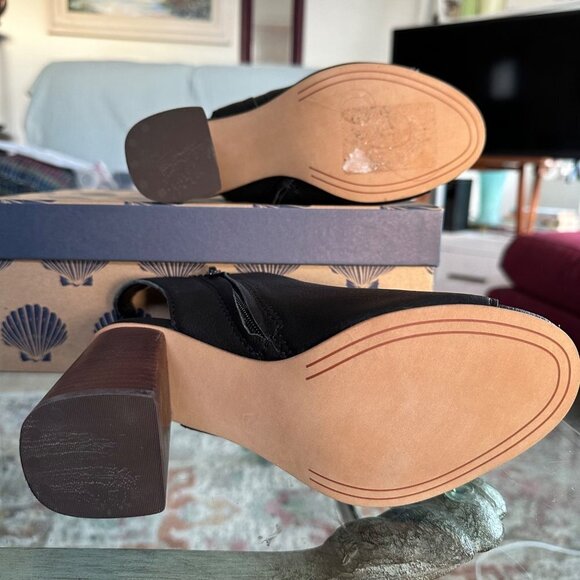 Treasure & Bond Open Toe Sandal Bootie - Black Leather‎ Upper - Stacked Heel-Zip - Picture 6 of 8